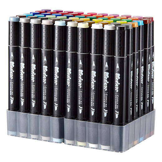 齐心ZYMK05-60双头马克笔60支装1-6mm彩色笔水彩笔画画笔黑色杆60色 商品图0