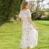 欧芮儿2020夏新款雪纺连衣裙女一字肩小清新碎花中长款温柔超仙 商品缩略图1