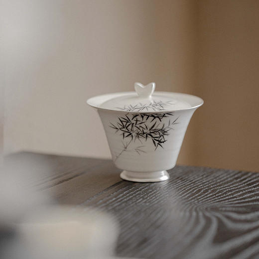 【日用百货】-宜室茶话  仿古手绘竹子盖碗家用陶瓷泡茶碗 商品图1