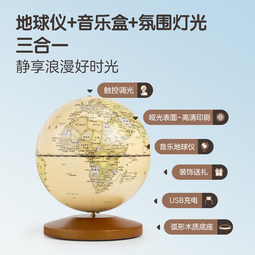 14cm八音盒仿古/浅蓝色地球仪 商品图2