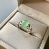 高冰种晴水绿翡翠蛋面戒指18k白金钻石镶嵌 商品缩略图5