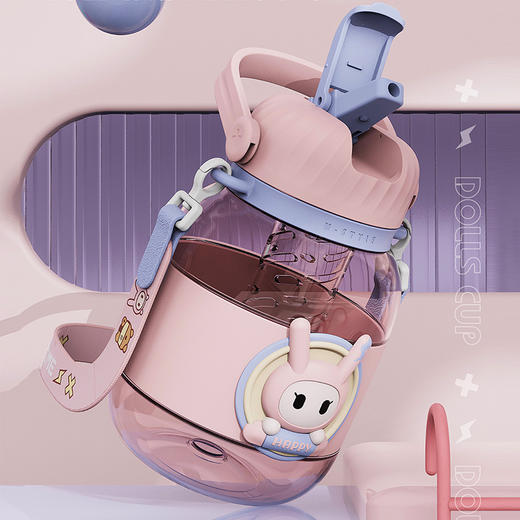 大肚子水杯儿夏季吸管杯大容量塑料水杯户外运动水壶吨吨桶 商品图1