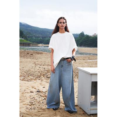 白色纯色经典宽松短袖T恤 商品图0