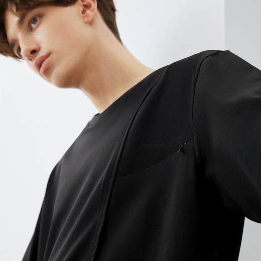 【100%新疆棉】柒牌短袖T恤男夏季新款时尚潮流拼接黑色圆领上衣	124T71490 商品图1