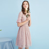 欧芮儿 喇叭袖蕾丝连衣裙女中长款甜美粉色短袖连衣裙 商品缩略图0