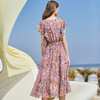 欧芮儿荷叶边连衣裙女中长款2019新女装夏装度假碎花超仙女裙子 商品缩略图1