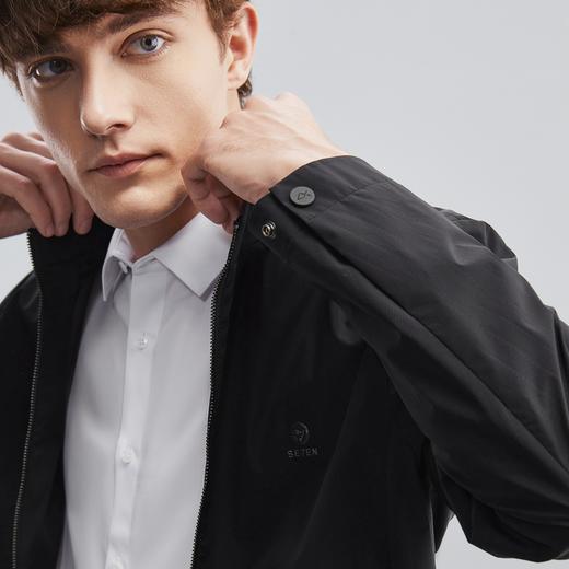 【特价】柒牌男士外套春秋季时尚休闲中青年男装条纹印花立领短款夹克	124K70070 商品图1