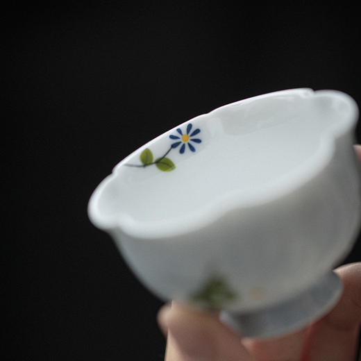【日用百货】-宜室茶话  手绘小雏菊高足茶杯陶瓷主人杯 商品图4