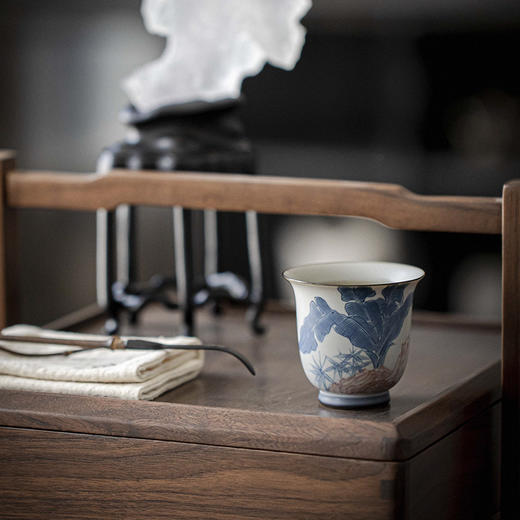 【日用百货】-宜室茶话  仿古手绘芭蕉茶杯主人杯 商品图4