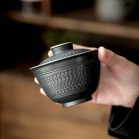 黑玄 黑陶盖碗陶瓷泡茶碗功夫茶具粗陶大号中式复古手抓盖碗