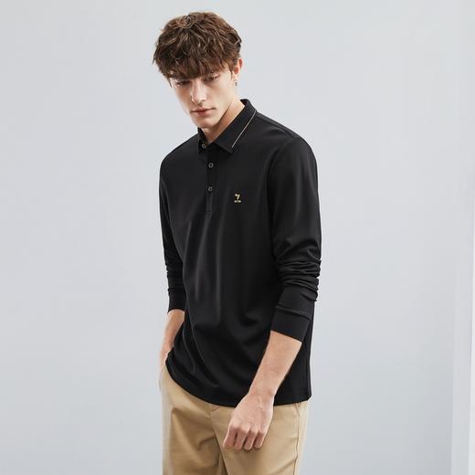 【特价】【无缝领工艺】柒牌男士长袖polo衫春季新款时尚休闲T恤上衣	124T71960 商品图1