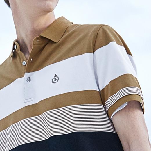 【100%丝光长绒棉】柒牌男士条纹polo衫夏季薄款短袖翻领T恤	124T70480 商品图1