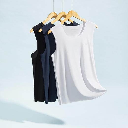 柒牌背心男莫代尔休闲家居服冰丝无痕春夏内穿无袖打底衫T恤背心	124F70080 商品图2