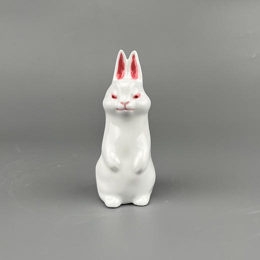 财禄满怀不仁斋釉下彩手绘拜佛兔立耳兔筷子架办厅桌面创意摆件 商品图2