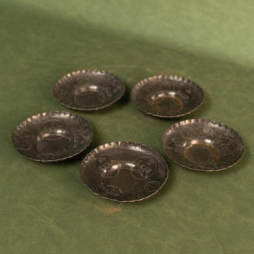 录登制钱币纹锡杯托成套（五客） 商品图4
