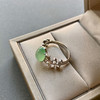 高冰种晴水绿翡翠蛋面戒指18k白金钻石镶嵌 商品缩略图4