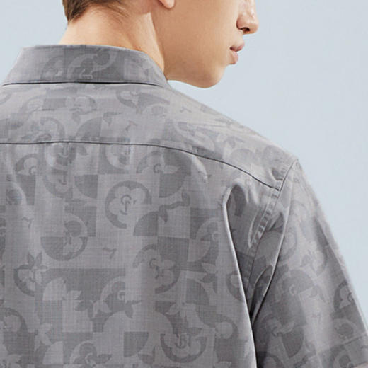 【含莫代尔】柒牌男士短袖衬衫夏季新款时尚潮流满身印花翻领衬衣	124A70030 商品图3