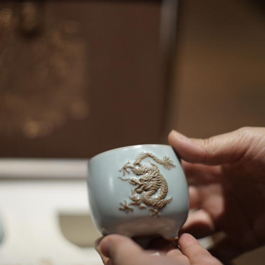 雅器｜东道汝窑·龙凤呈祥对杯礼（天青） 商品图1