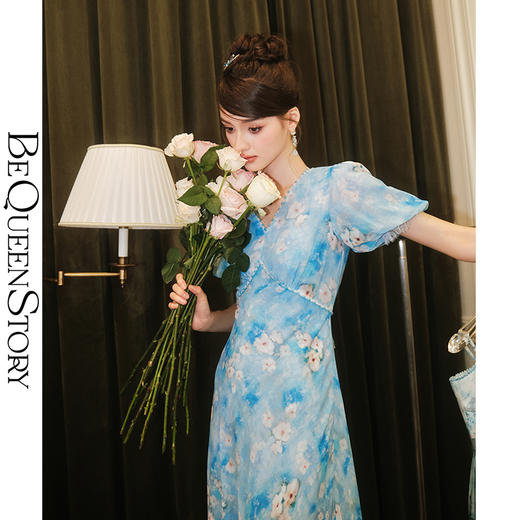 【孤品样衣，不退不换】  【花城秘境】气质复古优雅碎花连衣裙2023夏季新款 商品图3