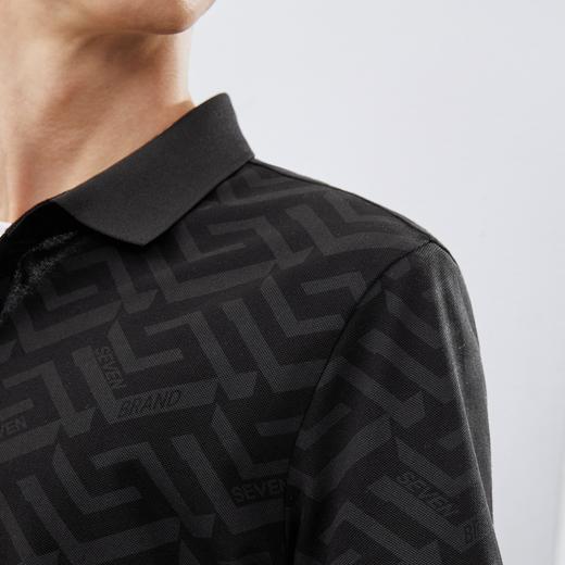 柒牌polo衫男短袖夏季新款潮流时尚满身印花休闲翻领T恤上衣	124T70900 商品图1