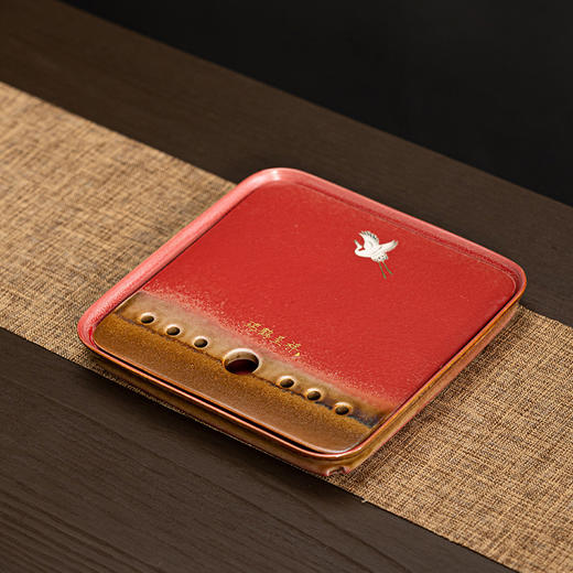 宫墙红蓄水茶盘红色干泡盘结婚茶盘喜庆大红色圆形新娘嫁妆用品 商品图0