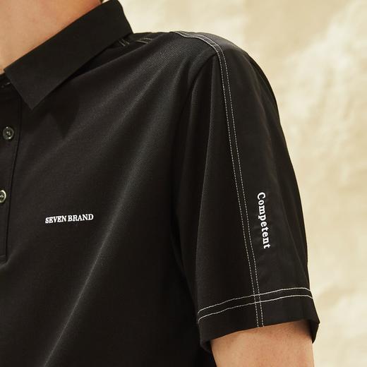 【3A抗菌】柒牌男士polo衫短袖时尚运动户外夏季薄款黑色翻领上衣	124T70190 商品图1