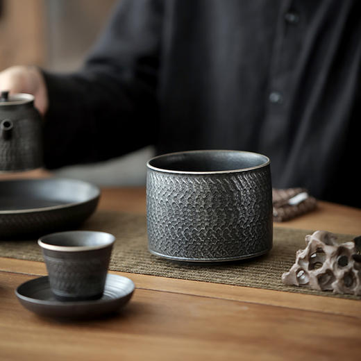 黑玄茶洗大号杯洗笔洗家用陶瓷水盂茶渣缸日式禅意茶道配件杯洗 商品图4