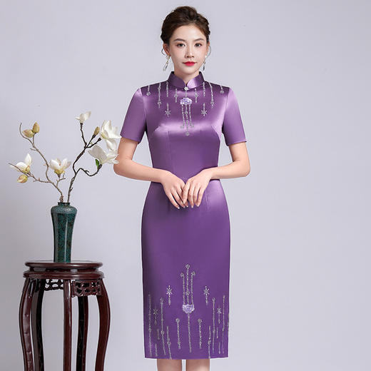 LHS-A14婚庆喜婆婆装婚宴礼服高贵年轻显瘦旗袍洋气新款连衣裙春 商品图0