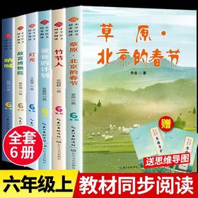 六年级上册必读的课外书全套6册正版老师推荐教材同步阅读 竹节人书草原北京的春节老舍经典作品全集 灯光书爸爸的计划故宫博物院