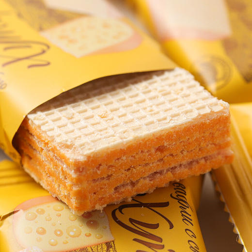 【中欧班列精选】俄罗斯阿孔特小农庄冰淇淋奶酪威化饼软口奶油夹心威化饼干408g/袋  原装进口 商品图4