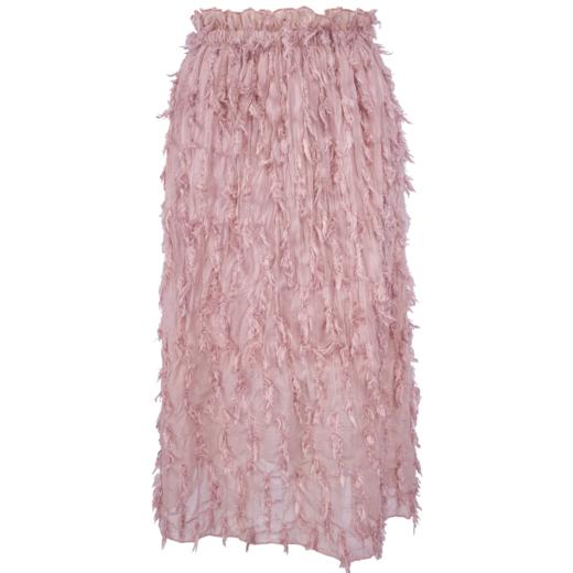 2018夏收腰显瘦粉色羽毛流苏百褶半身裙女中长款 商品图3