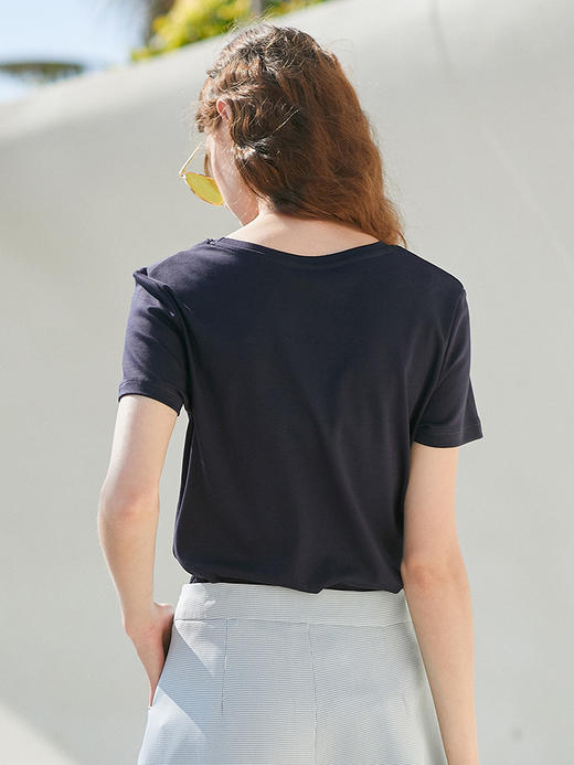 欧芮儿2021新款女装夏装黑色T恤女宽松猫咪字母印花短袖t恤女上衣 商品图1