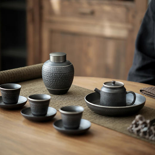 黑玄茶叶罐陶瓷密封罐过滤分离茶杯个人杯存储罐储茶罐普洱茶罐 商品图1