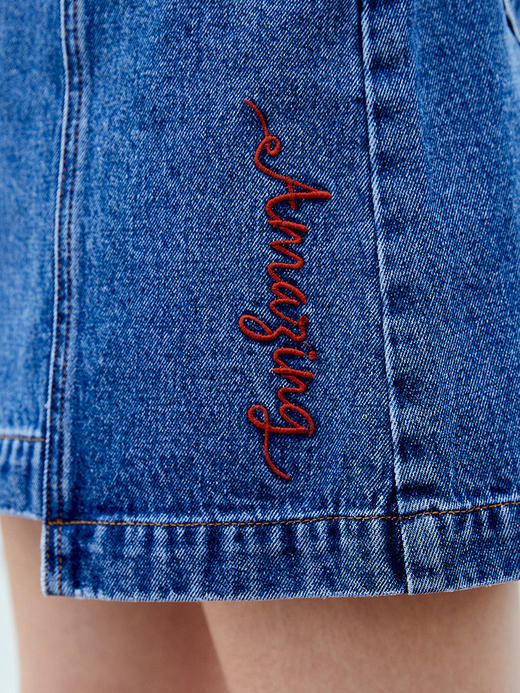 欧芮儿夏装2021新款女装适合胯大的半身裙女高腰a字裙刺绣女裙 商品图2