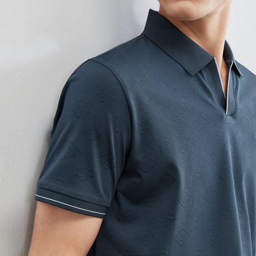 【含桑蚕丝】柒牌短袖polo衫男夏季新款商务休闲提花翻领T恤	124T70170 商品图1