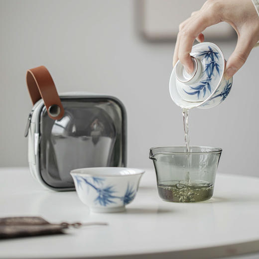 【日用百货】-宜室茶话  手绘青花竹子旅行茶具快客杯 商品图4
