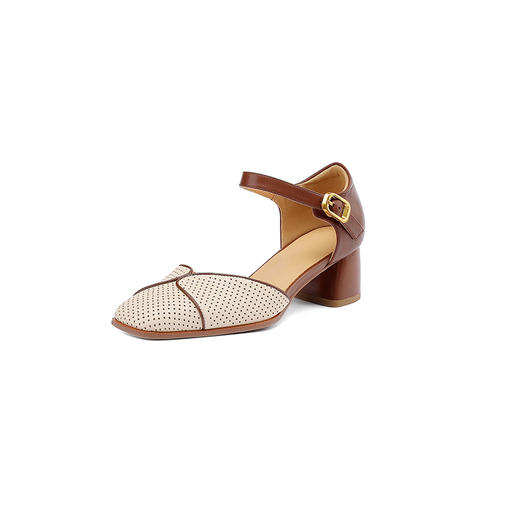 夏季新款，复古头层粒面透气孔牛皮里外全头层真皮包头中空凉鞋NJMK-K620 商品图14