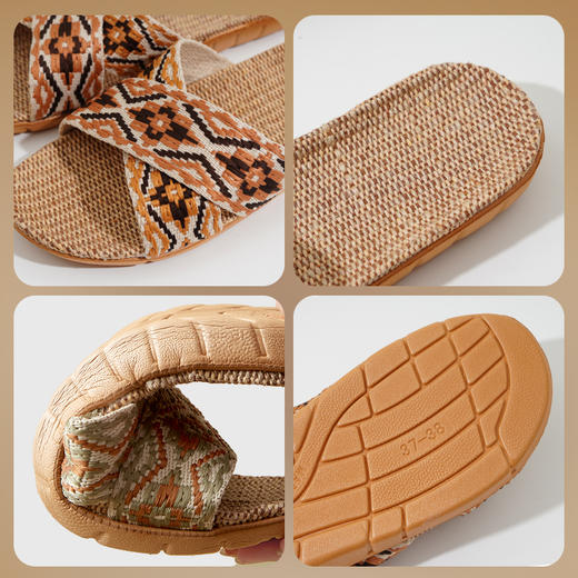 茧墨 波西米亚风亚麻手工拖鞋 男女款（拍大一码） 商品图5