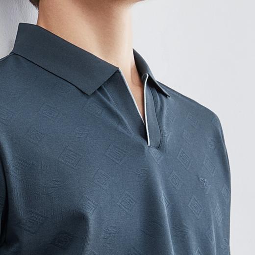 【含桑蚕丝】柒牌短袖polo衫男夏季新款商务休闲提花翻领T恤	124T70170 商品图2