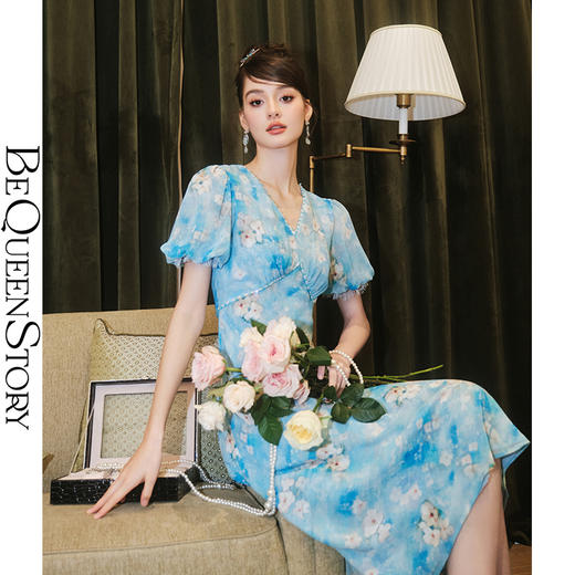【孤品样衣，不退不换】  【花城秘境】气质复古优雅碎花连衣裙2023夏季新款 商品图2