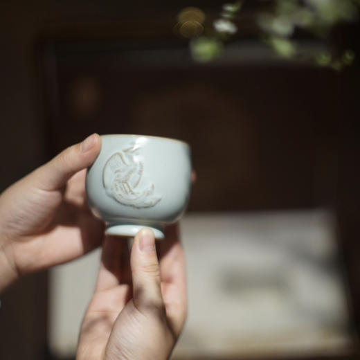 雅器｜东道汝窑·龙凤呈祥对杯礼（天青） 商品图2