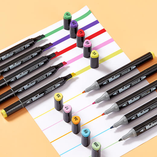 齐心ZYMK05-60双头马克笔60支装1-6mm彩色笔水彩笔画画笔黑色杆60色 商品图1