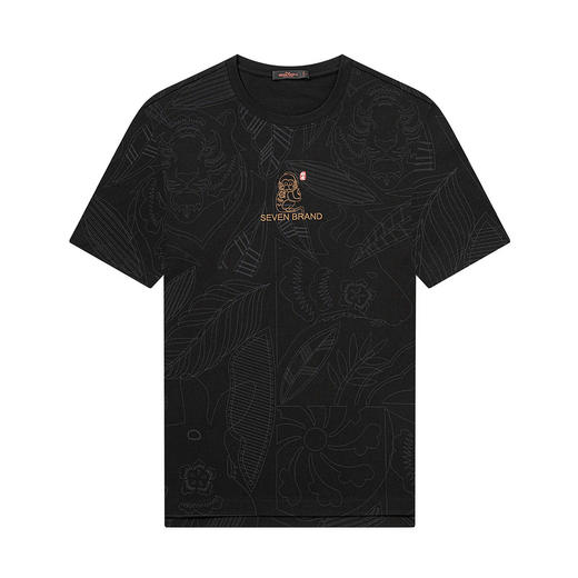 【非遗剪纸】柒牌男士纯棉短袖T恤夏季新款国潮印花宽松圆领体恤	124T72920 商品图3