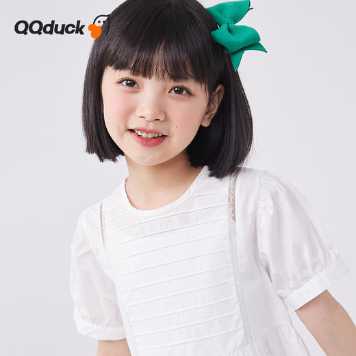 【120-165】【可可鸭】女童连衣裙镂空泡泡袖公主裙短袖纯棉裙子可可鸭（100%棉） 商品图5