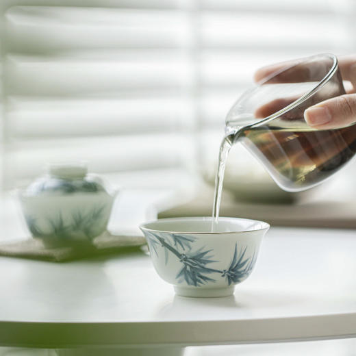 【日用百货】-宜室茶话  手绘青花竹子旅行茶具快客杯 商品图2
