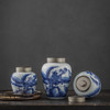 【日用百货】-宜室茶话  复古陶瓷茶叶罐双层锡盖密封罐 商品缩略图1