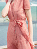 欧芮儿夏装2019新款女装系带收腰显瘦红色格子连衣裙女中长款女裙 商品缩略图3