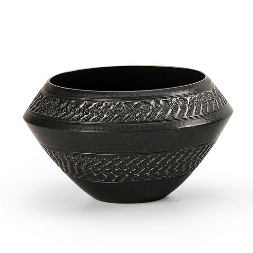 黑玄粗陶手制花瓶复古禅意桌面花器陶瓷花插水培小花插工艺品摆件 商品图3