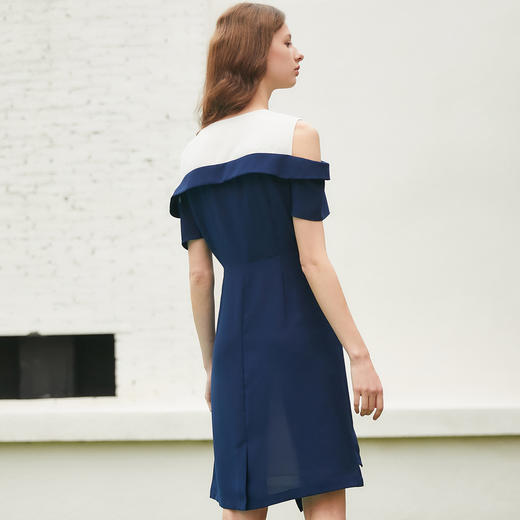 欧芮儿2019夏装新款时尚连衣裙女修身显瘦拼接冷淡风中长款淑裙子 商品图1