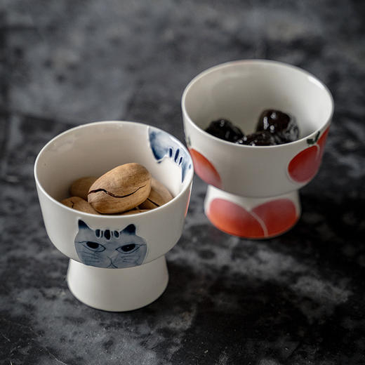 【日用百货】-宜室茶话  手绘陶瓷茶点盘简约日式高脚干果盘 商品图2
